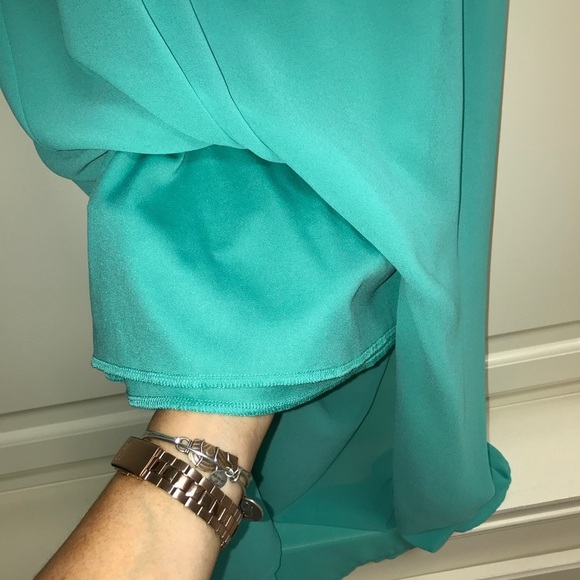 ALTAR’D STATE Maxi Silk Dress Jade Green White Color Block Lined Size Large - Picture 5 of 13